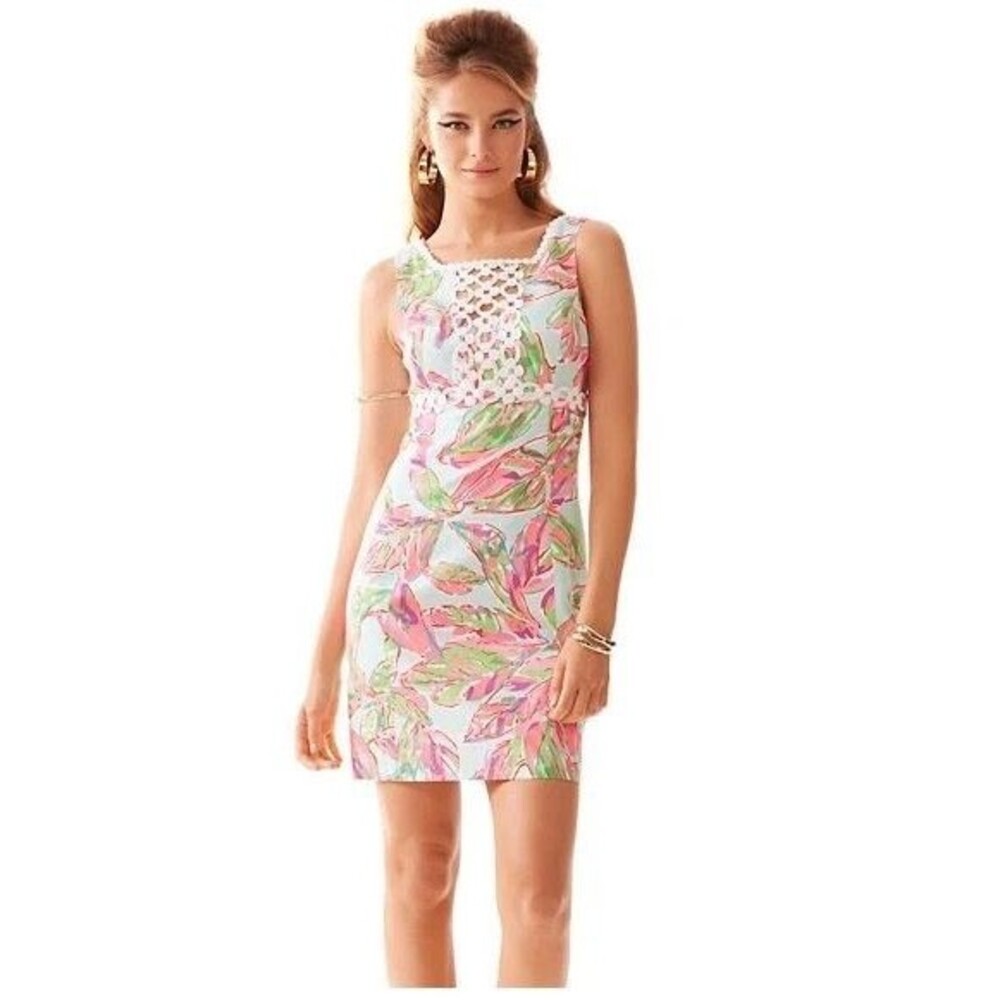 ❤️LILLY PULITZER Size 6 Rosie Lace Square Neck Coastal Resort Shift Dress NWOT